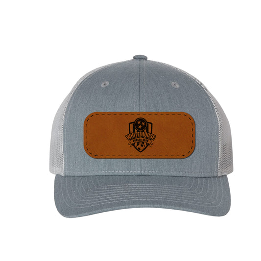 White House Soccer Club Leather Patch Baseball Hat – Heather Gray & White